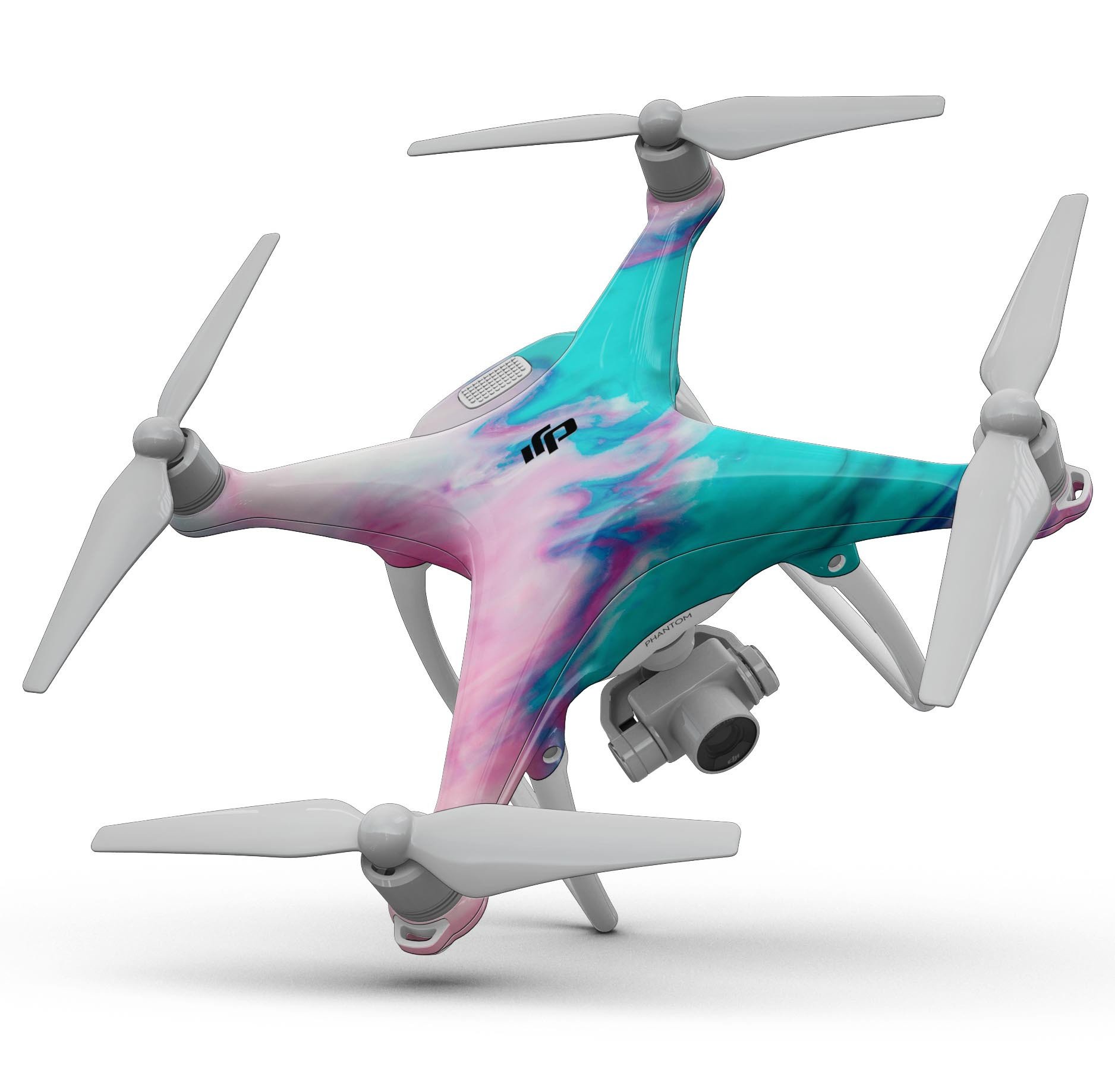 Marbleized Pink and Blue Paradise V432 Full-Body Skin Kit for DJI Phantom 4 Drone, showcasing a vibrant and unique design.